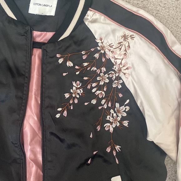 Cotton Candy LA Satin Black Japanese Blossom Jacket - Picture 2 of 9